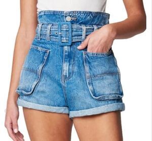 BLANK NYC Overboard Paper Bag Belted Denim Shorts